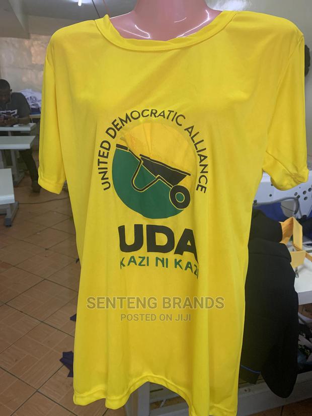 Printed Polyester Yellow Tshirt of Good Quality