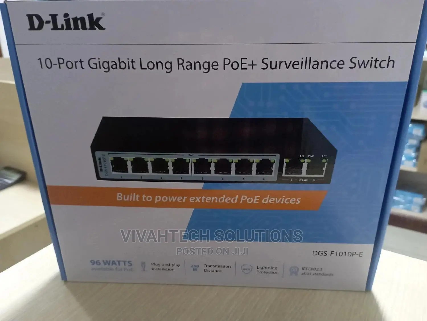D-Link 8GE Poe+ 2GE Uplink 250m Poe Switch DGS-F1010P-E