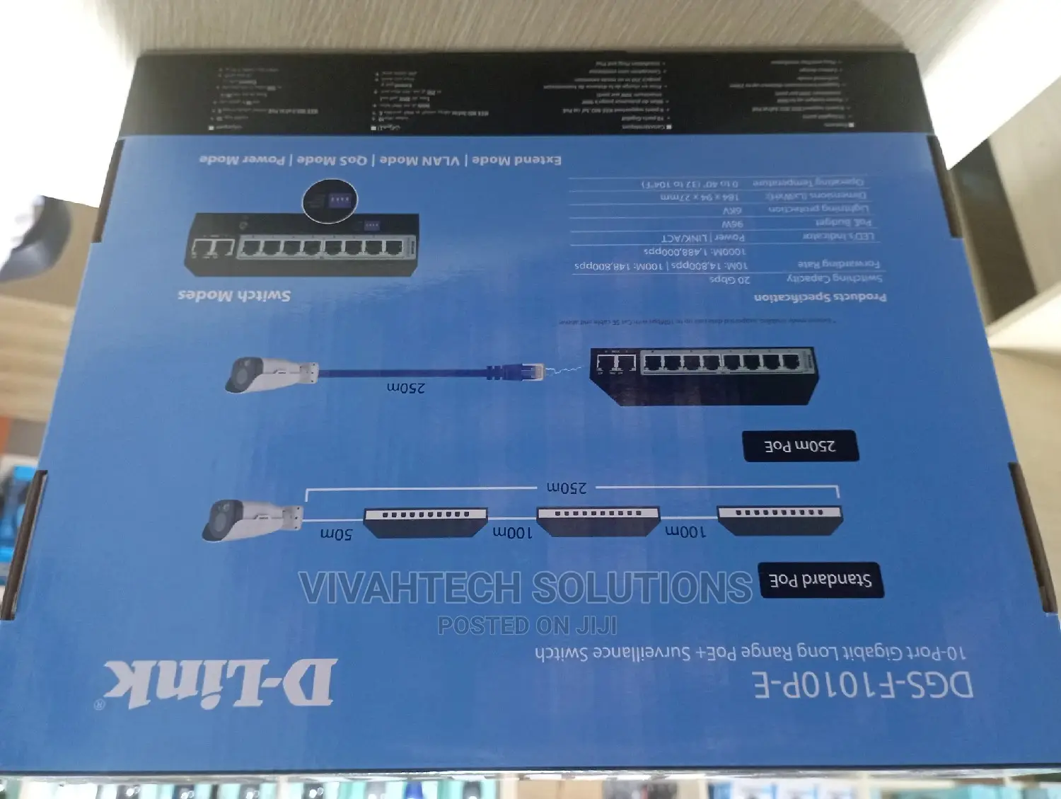 D-Link 8GE Poe+ 2GE Uplink 250m Poe Switch DGS-F1010P-E