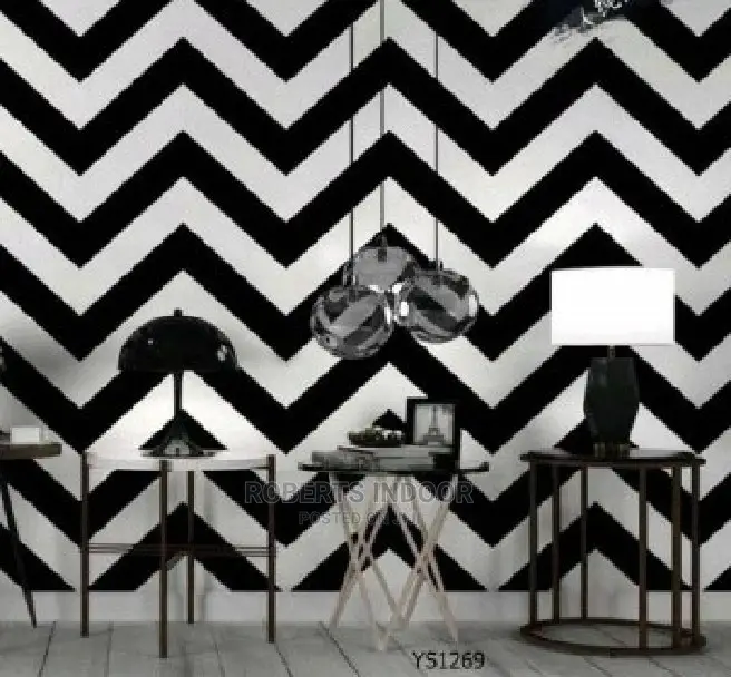 Zigzag Black and White Wallpaper