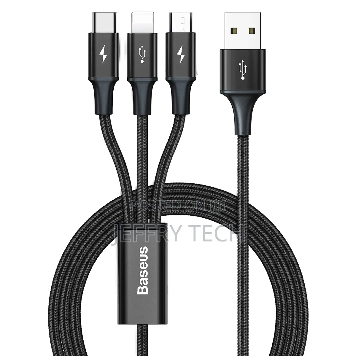 Fast USB To M+L+C 3.5A 1.5m 3 In 1 Data Cable For Baseus