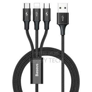 Fast USB To M+L+C 3.5A 1.5m 3 In 1 Data Cable For Baseus
