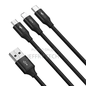 Fast USB To M+L+C 3.5A 1.5m 3 In 1 Data Cable For Baseus