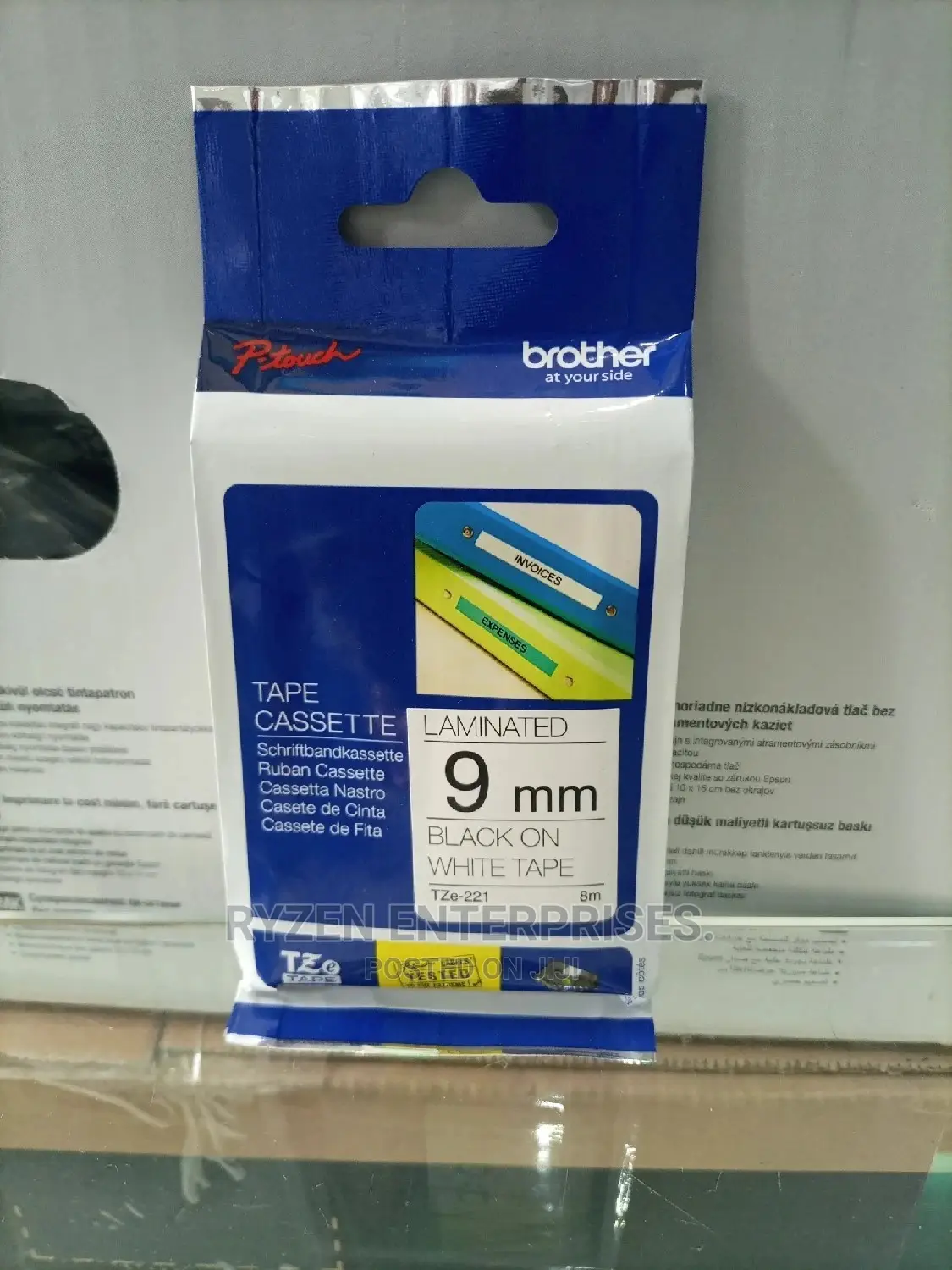 Brother Tape 9mm Black on Yellow