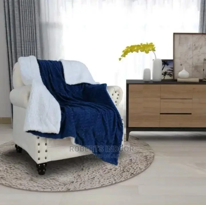 Blue Flannel Throw Blanket