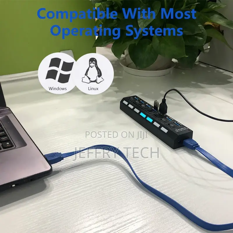 USB 3.0 Multiport Laptop OTG 7 Port USB Hub With Individual