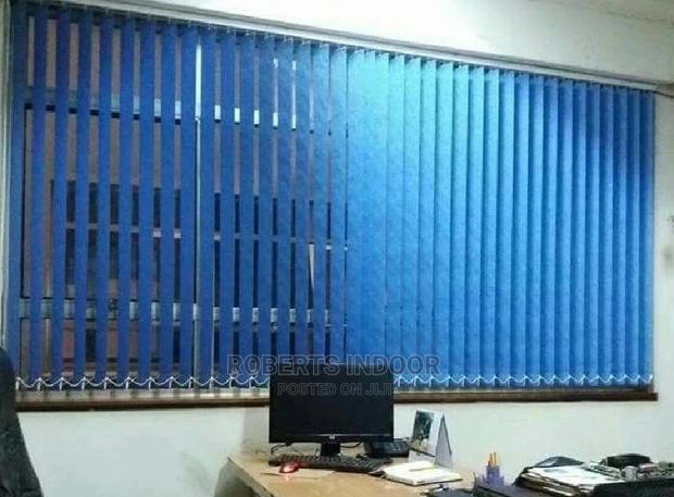 Blue Vertical Office Window Blinds