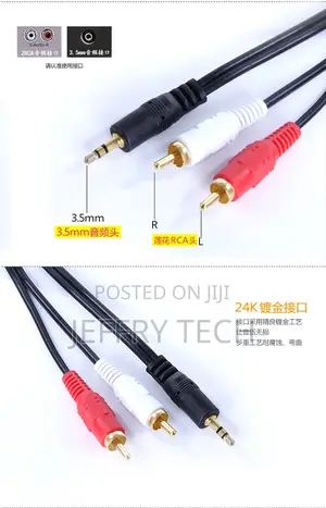 RCA Audio Cable, Male to Male 3.5mm to 2 RCA Auxiliary 1.5m