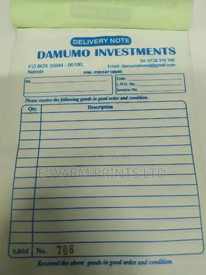 Receipt Books, Invoice Books, Delivery Books Etc