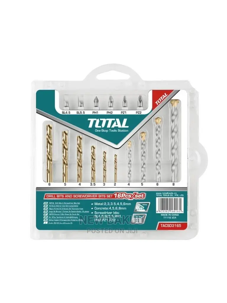 TOTAL Drill Bits and Screwdriver Bits Set 16pcs (TACSD3165)