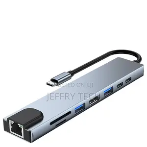 8 Ports Dock Station RJ45 TF/SD Card Notebook Type-C Splitt