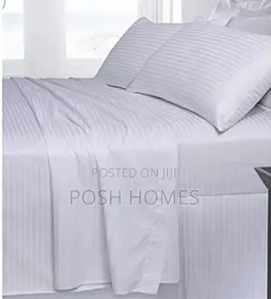 White Stripped Cotton Bed Sheets