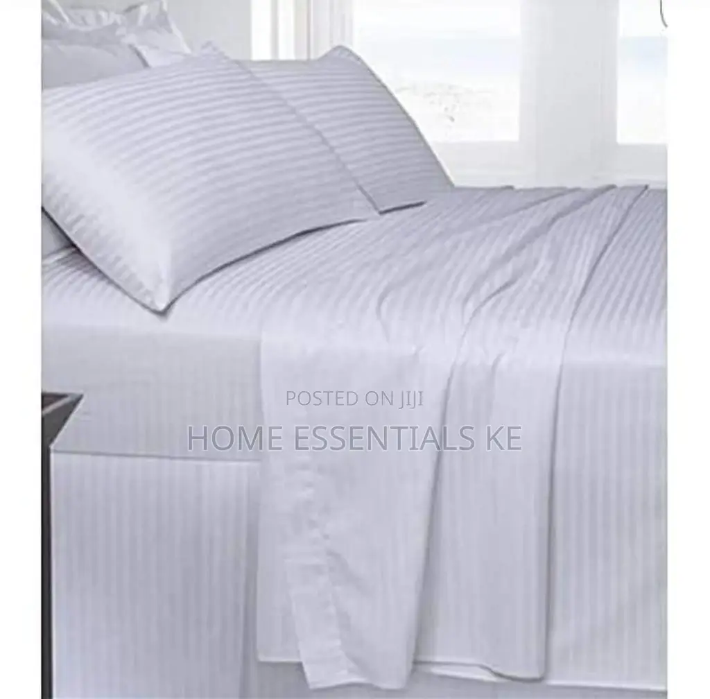 White Stripped Cotton Bedsheet 2bedsheets 2 Pillow Case 6x6
