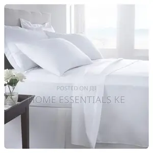 6 by 6 Plain White Cotton Bedsheets -Fitted Flat