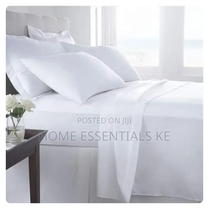 6 by 6 Plain White Cotton Bedsheets -Fitted Flat