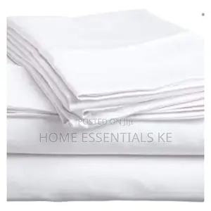 6 by 6 Plain White Cotton Bedsheets -Fitted Flat