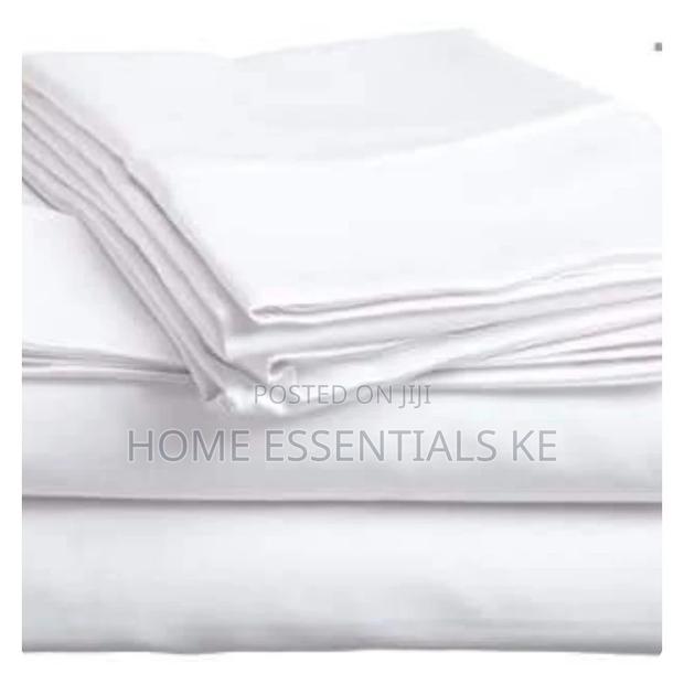 6 by 6 Plain White Cotton Bedsheets -Fitted Flat - thumbnail 2