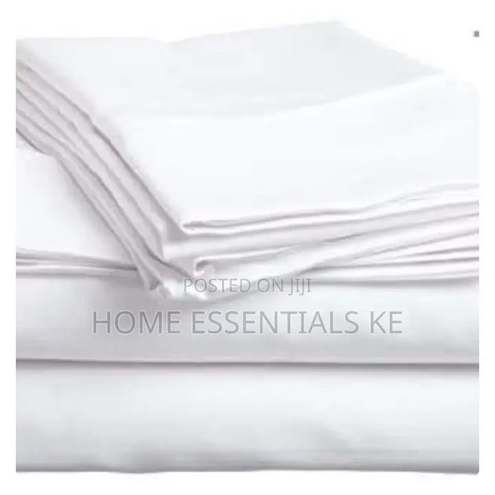 6 by 6 Plain White Cotton Bedsheets -Fitted Flat