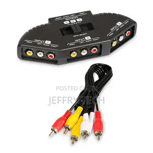 RCA Splitter With 3-Way Audio Video RCA Switch Box + RCA Cab