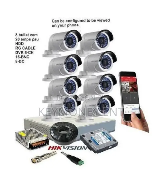 Hikvision 8 CCTV 1TB Hard Disk, Power Supply 100M Cable