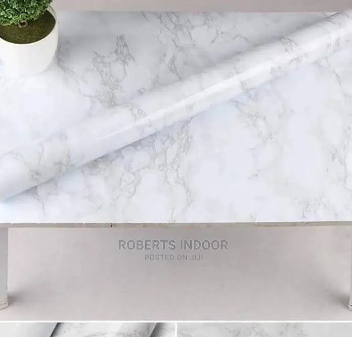 White Detailed Marble Contact Paper