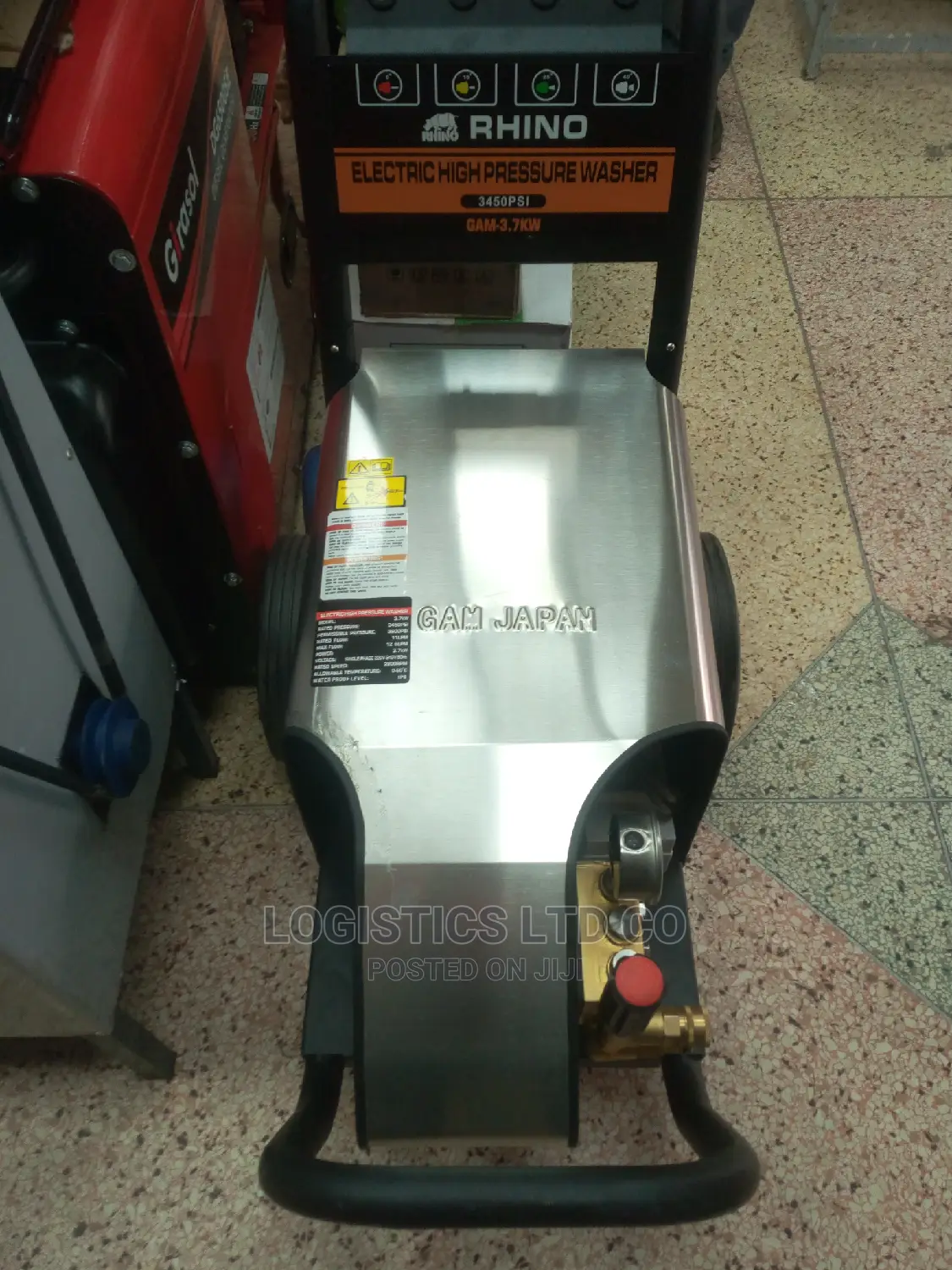 Electric High Pressure Car Washer Rhino 3.7kw 3450psi