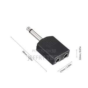 Mono to 2 Dual 6.35 Mm Female Y Splitter Connector Audio Ada