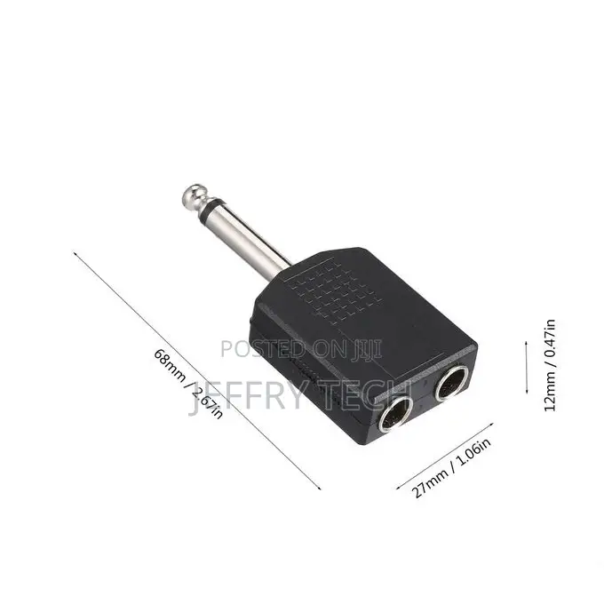 Mono to 2 Dual 6.35 Mm Female Y Splitter Connector Audio Ada
