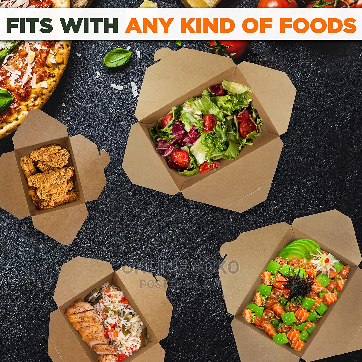 Disposable Kraft Take Out Deli Food Packing Boxes - 10 PCS