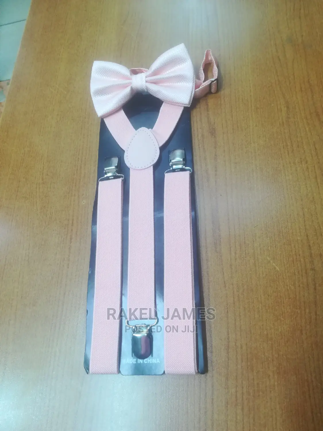 Peach Suspender and Bow Tie