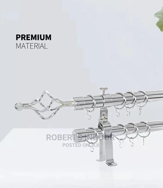 Silver 3m Double Curtain Rod