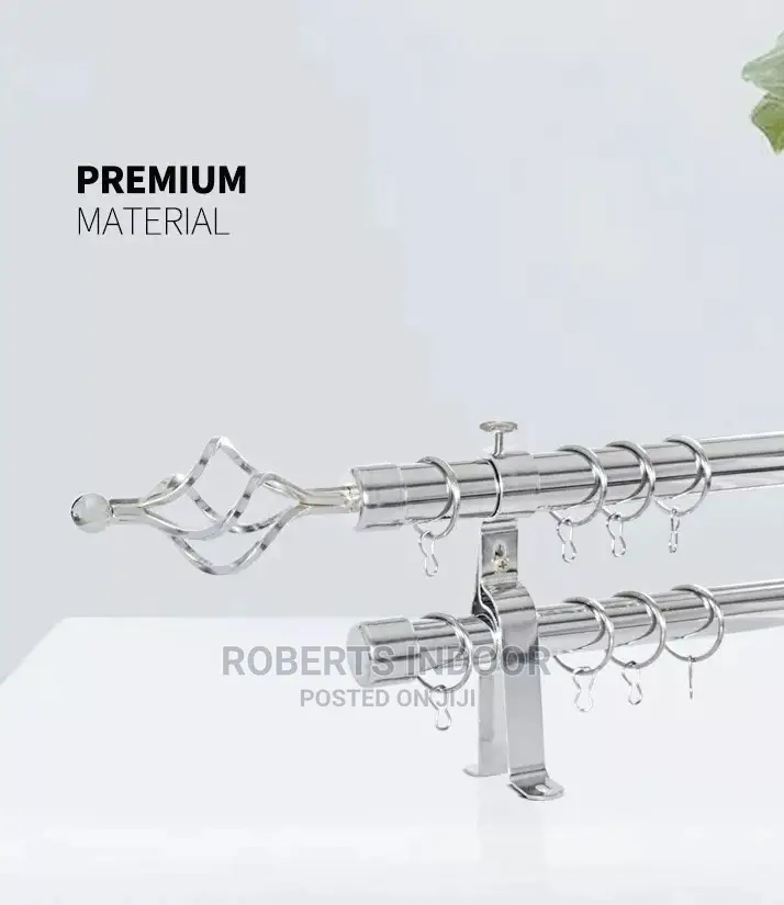 Silver 3m Double Curtain Rod