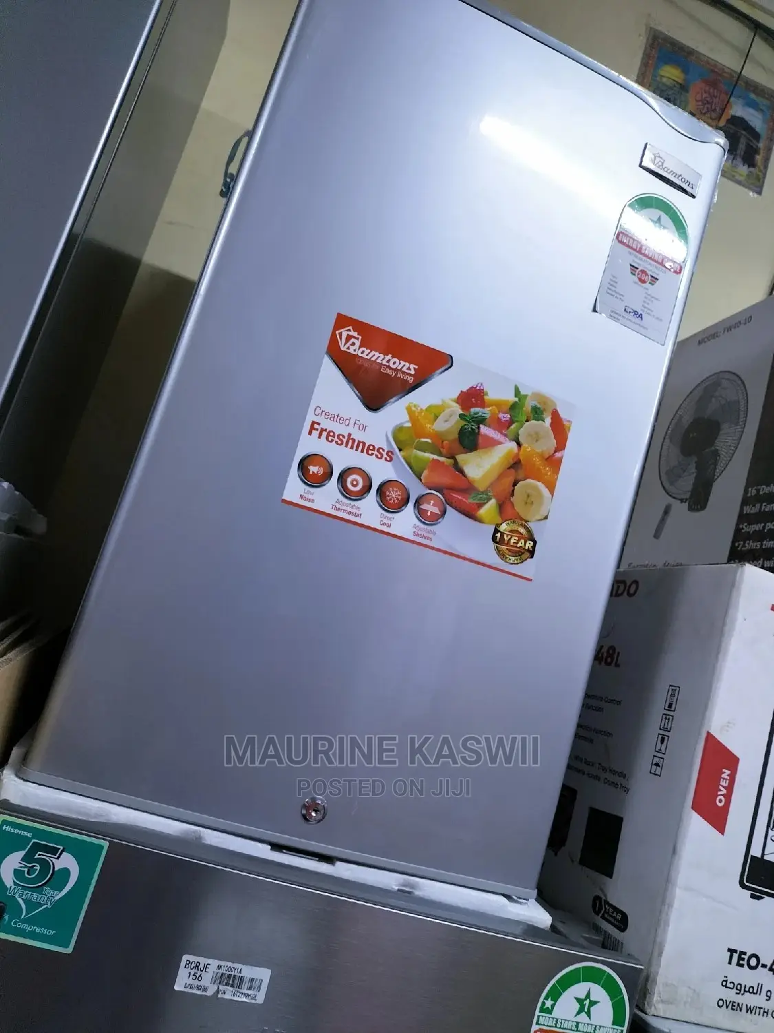 Ramtons RF/215 - 90L Single Door Fridge - Silver