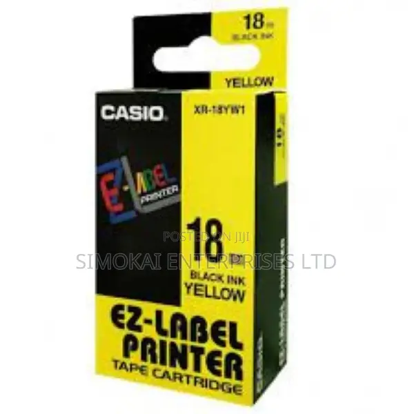 CASIO XR-18YW1 Ez-Label Printer Tape Cartridge 18mm Yellow