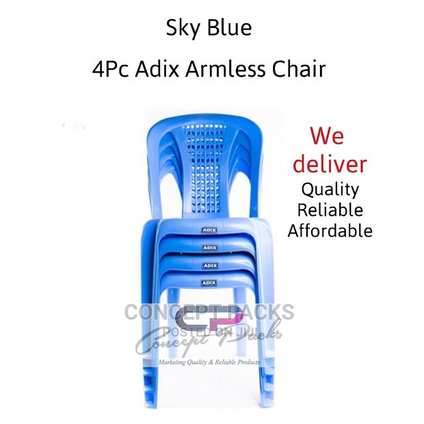 4pc Sky Blue Adix Armless Chair. - main view
