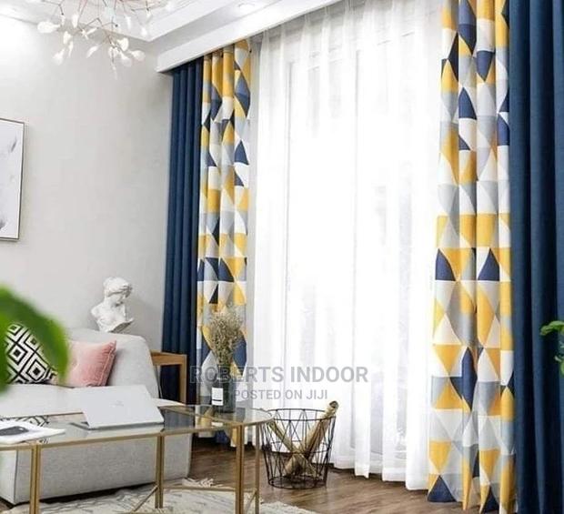 Printed Blue Curtains - main view