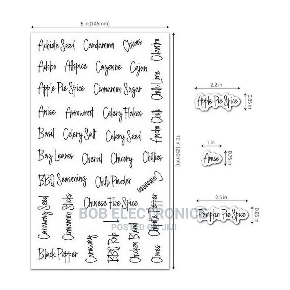 274 Clear Spice Jars Labels