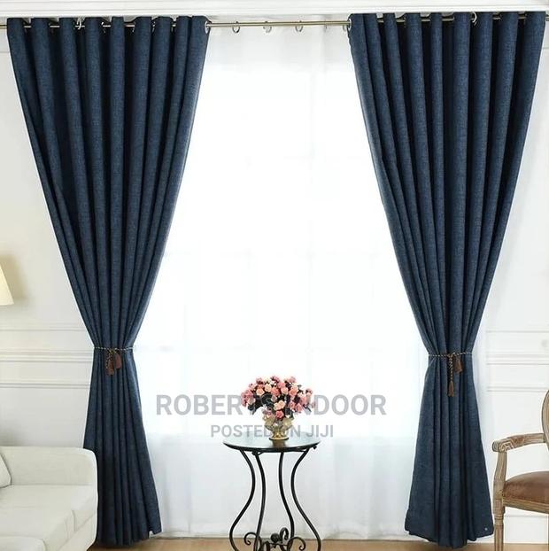 Navy Blue Linen Curtain