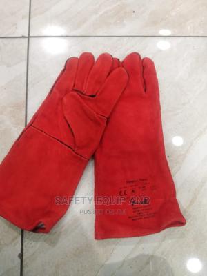Long Red Leather Gloves - thumbnail 2