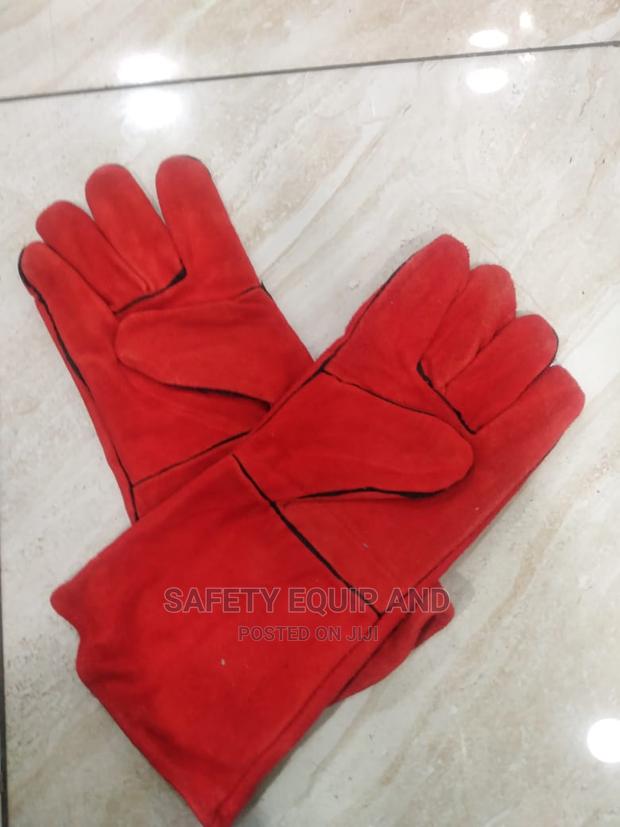 Long Red Leather Gloves - thumbnail 3