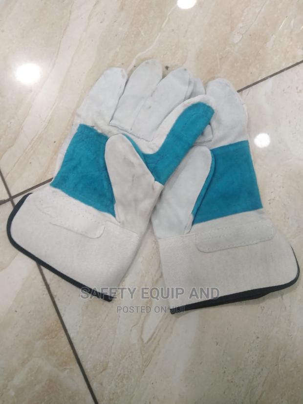 Blue White Leather Glove - main view