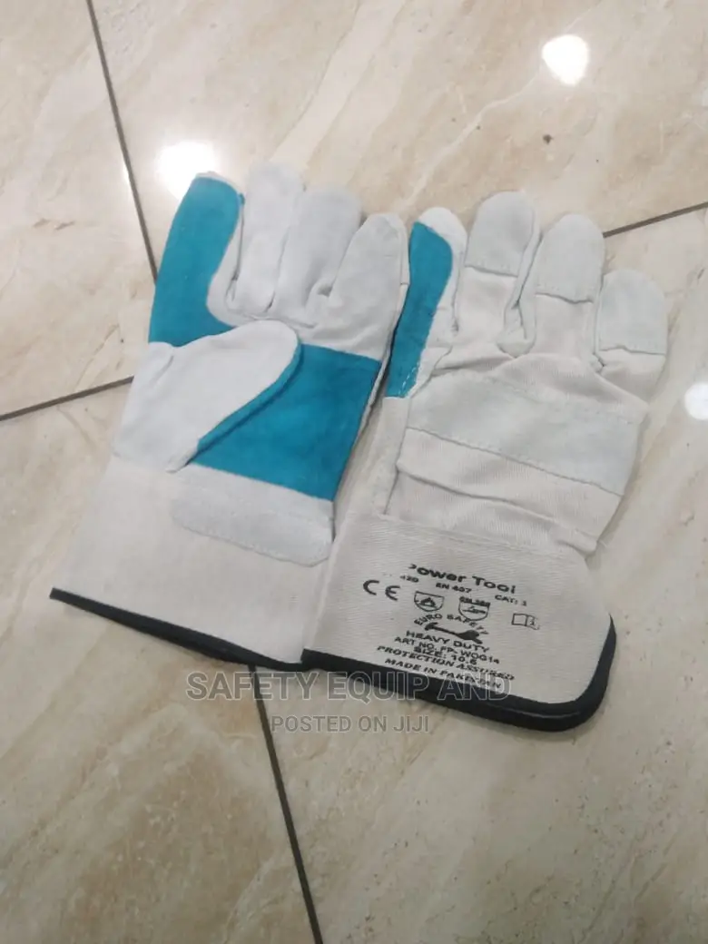 Blue White Leather Glove