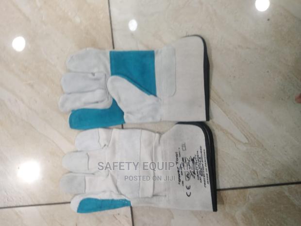 Blue White Short Leather Gloves - thumbnail 2