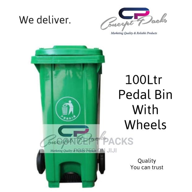 100ltrs Garbage Bin With Wheels + Foot Pedal