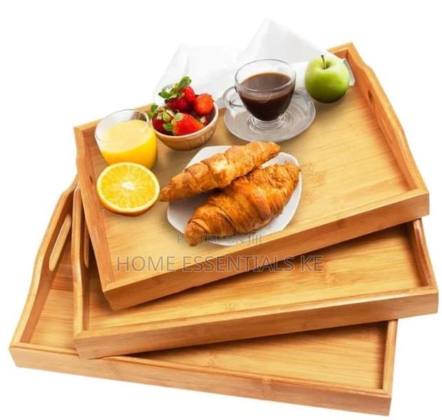 3pcs Quality Bamboo Serving Trays Coffee/Dinner/Lunch/Hotel/ - thumbnail 2