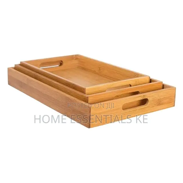 3pcs Quality Bamboo Serving Trays Coffee/Dinner/Lunch/Hotel/