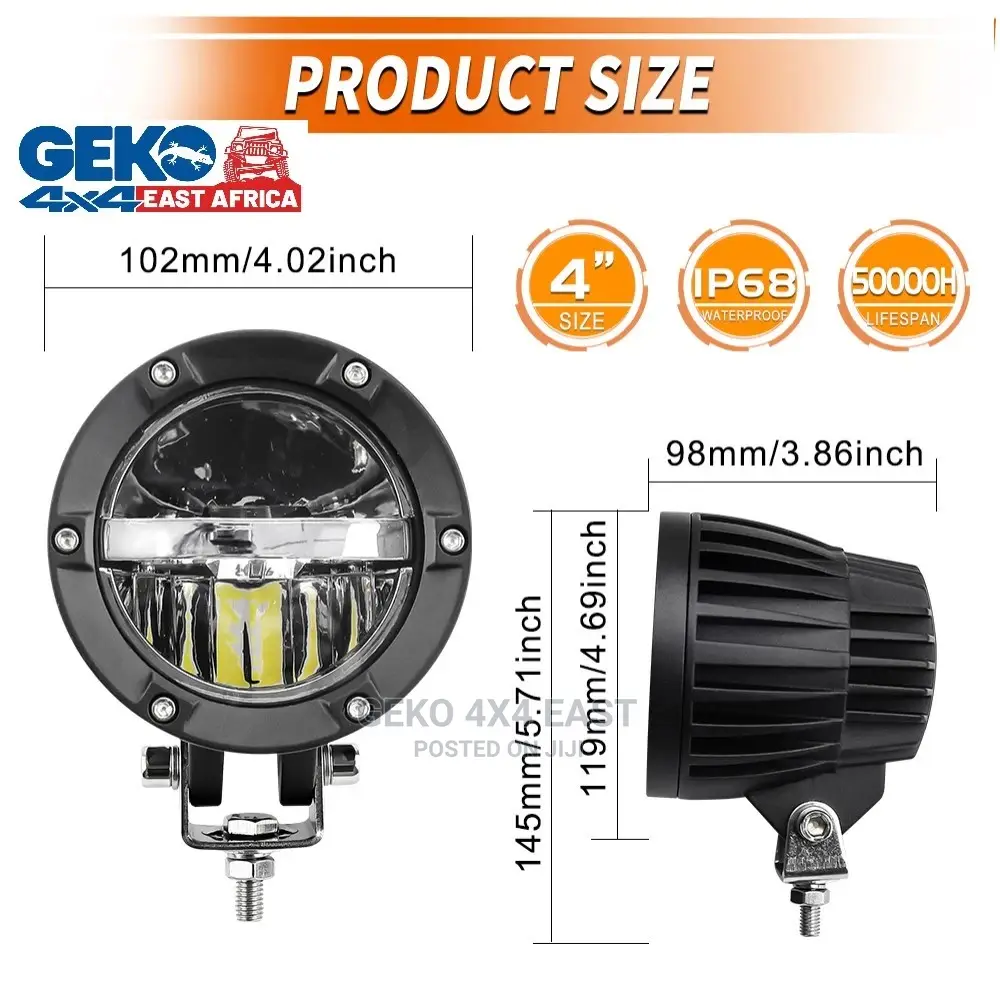Dual Color Spot Light, Fog Light, 4inch Round (Pair)