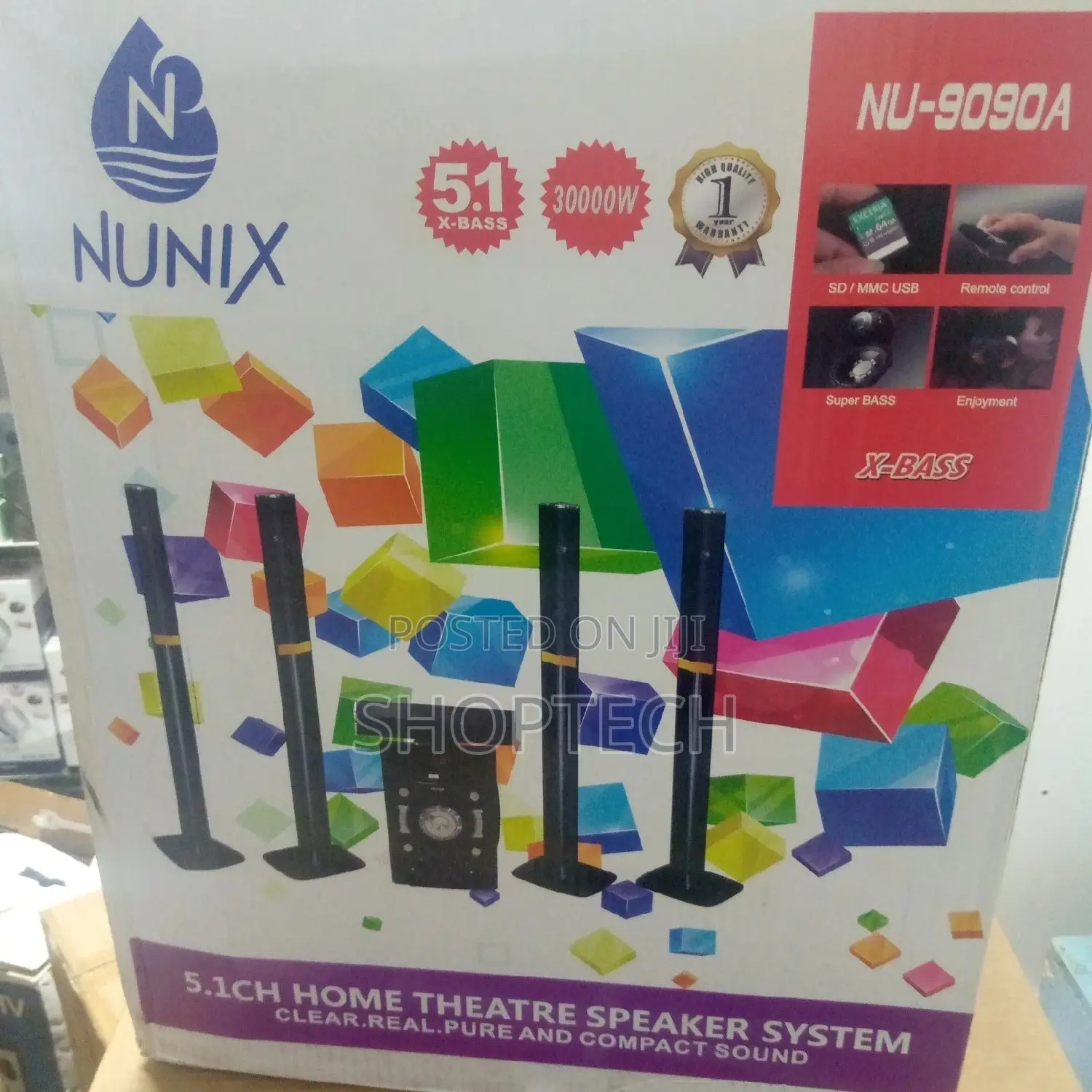 5.1ch Nunix 9090A Home Theater Speaker System.