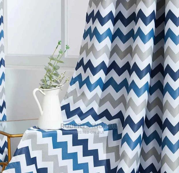Elegant Print Blue Curtain