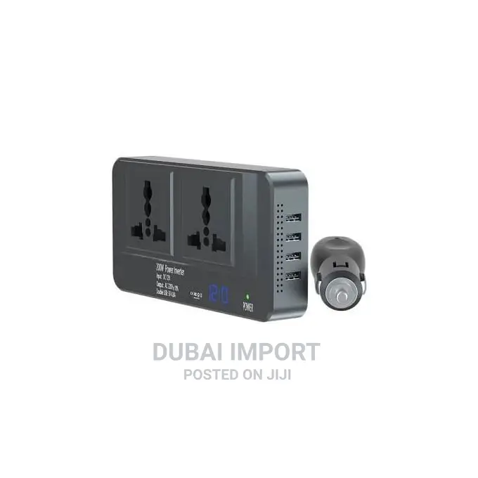 Car Power Inverter 200W With 2 Socket Ports and 4USB Ports